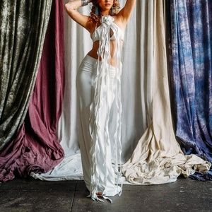 Blue marine inspired Two piece custom white dress